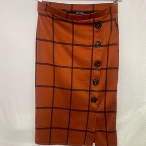 Olivia blu Size Petite large ,orange with black lines skirt